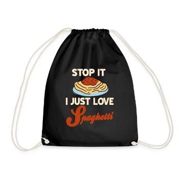 Stop It I Just Love Spaghetti Retro Funny Spag - Drawstring Bag - black - Front