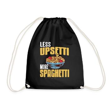 Less UPSETTI More SPAGHETTI Retro Funny Spag Lover - Drawstring Bag - black - Front