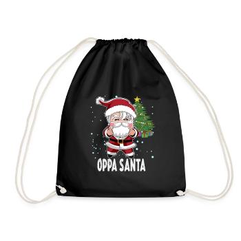 Oppa Santa Cool K-Pop Christmas Santa - Drawstring Bag - black - Front