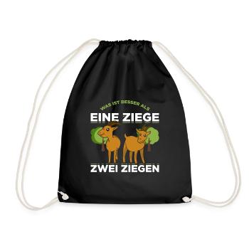 Was Ist Besser Als Eine Ziege Zwei Ziegen Geschenk - Turnbeutel - Schwarz - Vorne