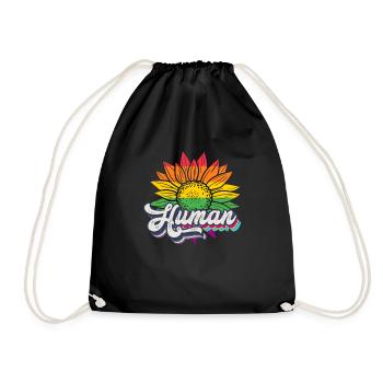 Human Sunflower Rainbow Equality LGBTQ - Drawstring Bag - black - Front