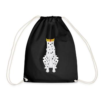 Funny Animal Dalmatian Costume For Halloween - Drawstring Bag - black - Front