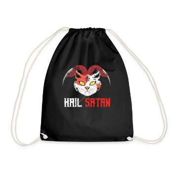 Creepy Cat Devil Horror Scary Halloween - Drawstring Bag - black - Front