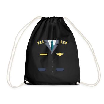 Funny Pilot Costume For Halloween - Drawstring Bag - black - Front