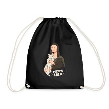 Mona Lisa Cat Art Cat Lover - Drawstring Bag - black - Front
