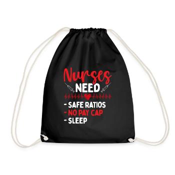 RN CNA Safe Ratios No Pay Cap Sleep Nurse - Turnbeutel - Schwarz - Vorne