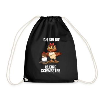 Eule kleine Schwester - Ich bin die kleine - Turnbeutel - Schwarz - Vorne