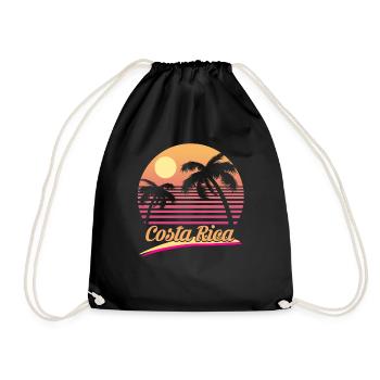 Costa Rica Retro Vintage Sunset - Drawstring Bag - black - Front