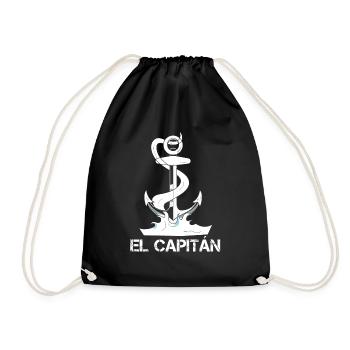 El Capitan Captain Capitán Bootsanker Segeldesign - Turnbeutel - Schwarz - Vorne