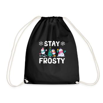 Funny Christmas Pajama Cool Snowman Xmas - Drawstring Bag - black - Front