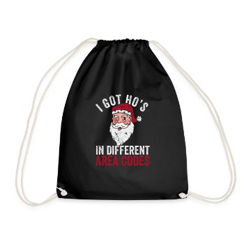 I have Hos in different area codes Christmas - Drawstring Bag - black - Front