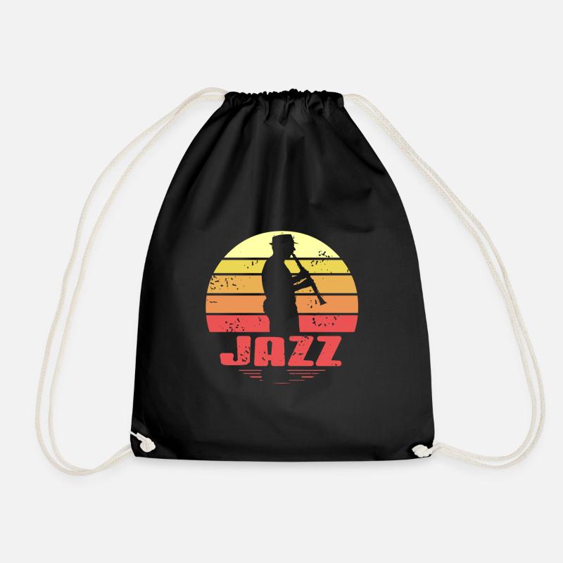 Retro Vintage Awesome JAZZ Player Jazz Music Lover - Drawstring Bag - black