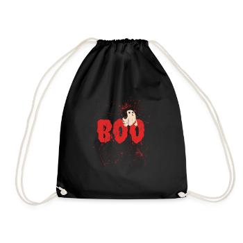 Bloody Text Halloween Boo Funny Ghost - Drawstring Bag - black - Front