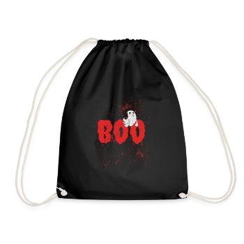 Texte sanglant Halloween Boo Drôle Fantôme Noir Et - Sac de sport léger - noir - Devant