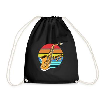 JAZZ Cool Retro Vintage Jazz Player & Lover - Drawstring Bag - black - Front