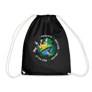 Earth Day Earthday Environmental Protection Environment Nature - Drawstring Bag - black - Front