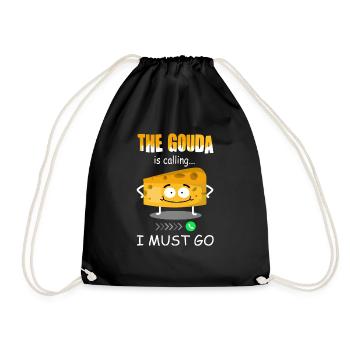 Cheese lover - Funny Gouda calls - Drawstring Bag - black - Front