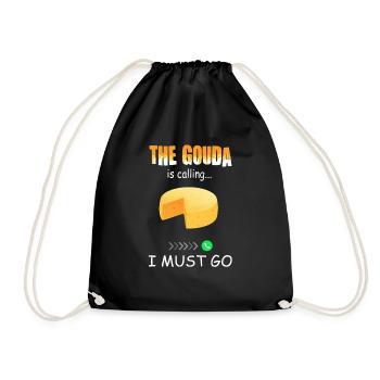 Cheese lover - Funny Gouda calls - Drawstring Bag - black - Front