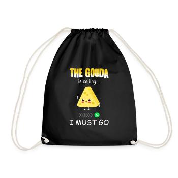 Cheese lover - Funny Gouda calls - Drawstring Bag - black - Front