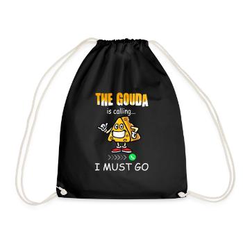 Cheese lover - Funny Gouda calls - Drawstring Bag - black - Front