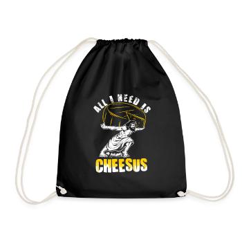 All I need is cheesus - cheese - Drawstring Bag - black - Front