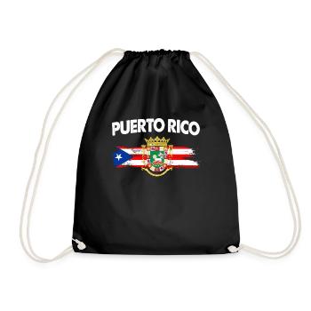 Puerto Rico Boricua Flag Coat of Arms - Drawstring Bag - black - Front