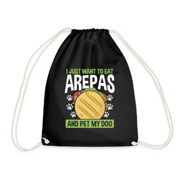Colombian Food Arepas Lover Pet my Dog Owner - Drawstring Bag - black - Front