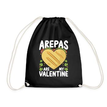 Colombian Food Maker Arepas are my Valentine - Drawstring Bag - black - Front