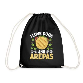 Venezuelan Food Dog Owner Arepas Lover Colombian - Drawstring Bag - black - Front