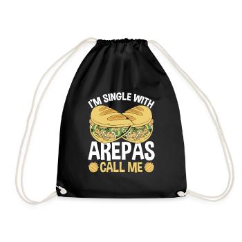 Colombian Food Single with Arepas Lover Venezuelan - Drawstring Bag - black - Front