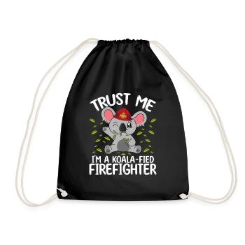 Koala Firefighter Rescue Team Night Shift Fire - Drawstring Bag - black - Front