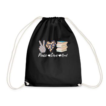 Peace Love Read It - Drawstring Bag - black - Front