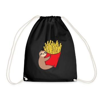 Pommes Frites Pommes Geschenk Pommes Fritten Spruc - Turnbeutel - Schwarz - Vorne