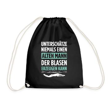 Unterschätze Niemals Einen Alten Mann Der Blasen E - Turnbeutel - Schwarz - Vorne