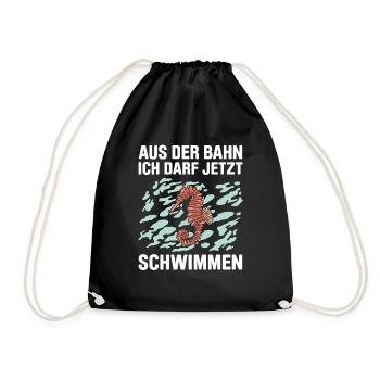 Aus Der Bahn Ich Darf Jetzt Schwimmen - Turnbeutel - Schwarz - Vorne