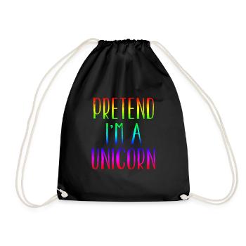 Funny Pretend I'm Unicorn Costume For Halloween - Drawstring Bag - black - Front