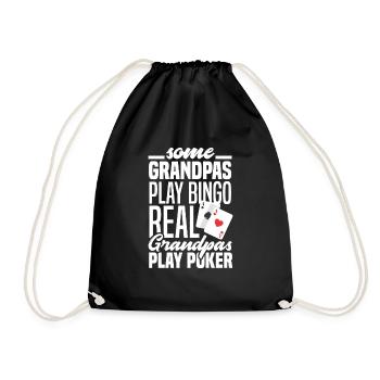 Poker Player Grandpa Poker Player Poker Gift - Drawstring Bag - black - Front