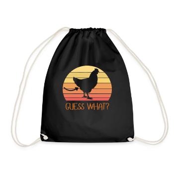 Guess What Chicken Butt Retro Novelty - Drawstring Bag - black - Front
