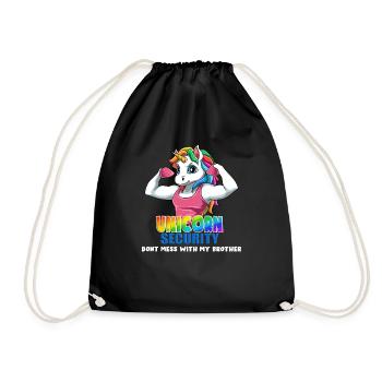 Einhorn Sicherheit Dont Mess With My Brother Funny - Turnbeutel - Schwarz - Vorne