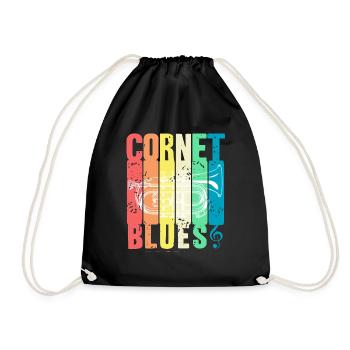 Retro Vintage Cornet BLUES Awesome Blues Lover - Drawstring Bag - black - Front