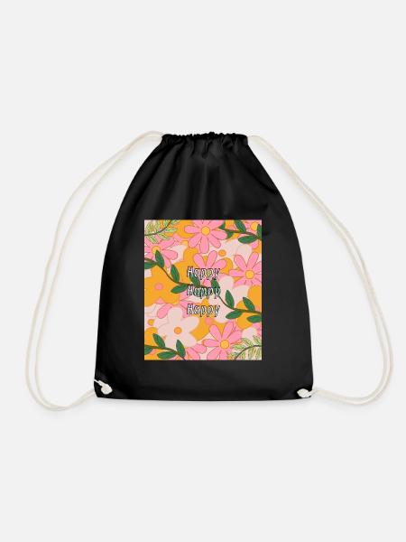 Happy Hippy-Design - Turnbeutel - Schwarz