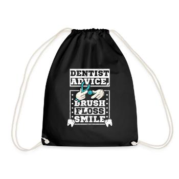 Conseils du dentiste brosse à fil dentaire sourire - Sac de sport léger - noir - Devant