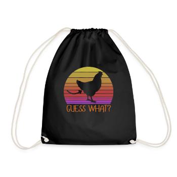 Guess What? Chicken Butt Funny Vintage - Drawstring Bag - black - Front