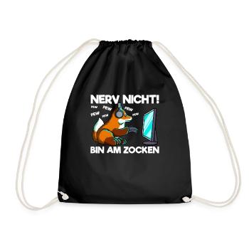 Nerv nicht bin am Zocken Gaming Fuchs - Turnbeutel - Schwarz - Vorne