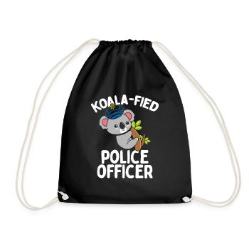 Policeman Koala Cop Police Hat Police Officer - Turnbeutel - Schwarz - Vorne