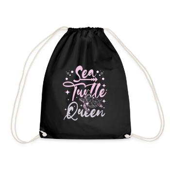 Sea Turtle queen - Drawstring Bag - black - Front