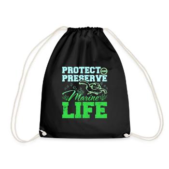 Protect and preserve marine life - Drawstring Bag - black - Front