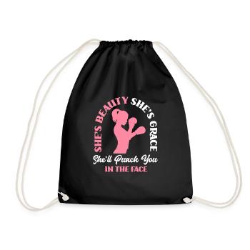 Lustiges Boxen Boxer Geschenk - Turnbeutel - Schwarz - Vorne