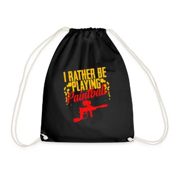 I Rather Be Playing Paintball Cool Retro Baller - Drawstring Bag - black - Front