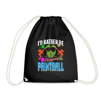 I'd Rather Be Playing Paintball Cool Retro Baller - Drawstring Bag - black - Front
